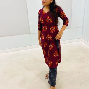 V Shaped Red Kurta