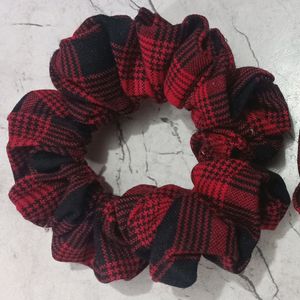 Red And Black Checkered Scrunchies Set Of 2