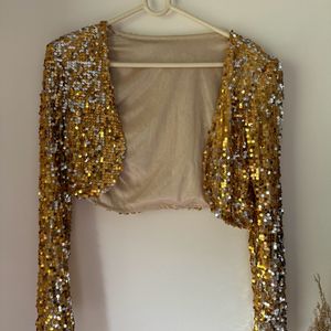 Sequin Gold Cropped Jacket