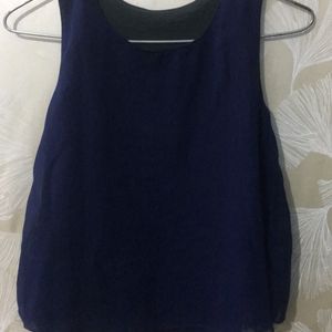 Blue Crop Georgette Top