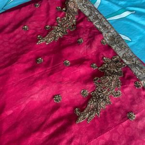 Red and golden Saree