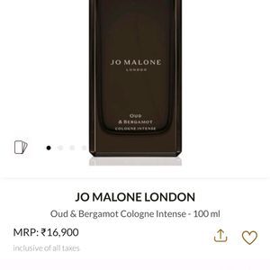 Jo Malone Oud & Bergamot Cologne Intense 🖤