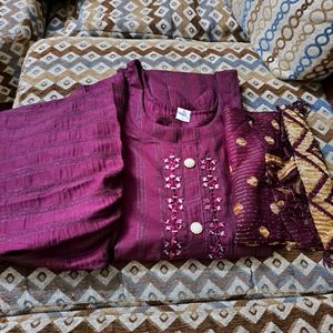 New Vichitra Silk Kurti Set