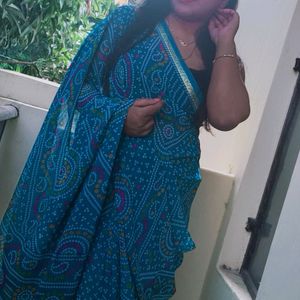 Blue Chunri Design Georgette Saree