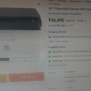 Hp Laser Colour Printer 50% Discount