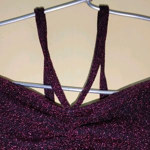 Maroon Deep Sequinned Top