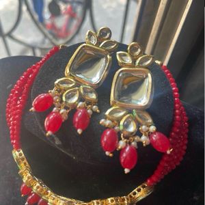 Red Choker Necklace Set