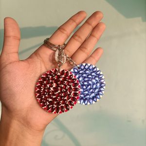 Handmade Kundan Wooden Keychains || Set Of 2