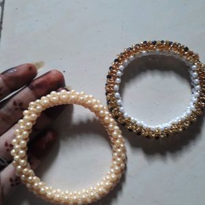 2 Handmade Peral Bangles Of Different Types