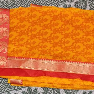 Yellow Border Saree