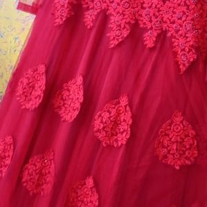 Red Gown With Dupatta