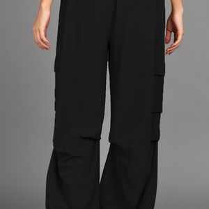 Black Baggy Fit Parachute Pants