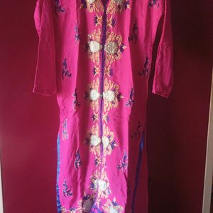 Party Wear Pink Cotton Kurti