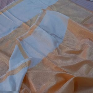 New Orange Nd White Party Wear Shawl