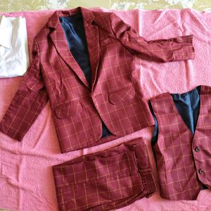 Jeet Ethics 5 Piece , Red 4 Peice Suit & Sherwani