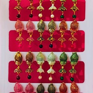 Earrings Set Of 12 Pairs In 6 different Colours