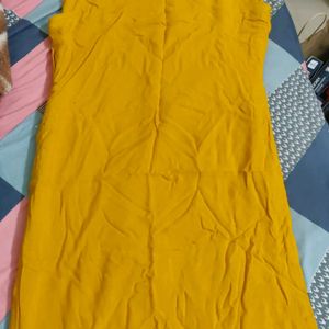 Mustard High Slit Sleeveless Kurti