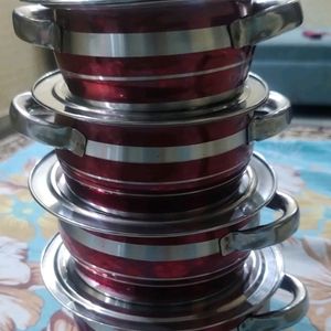 Stainless Steel Handi With Glossy Finish. 4 Pc