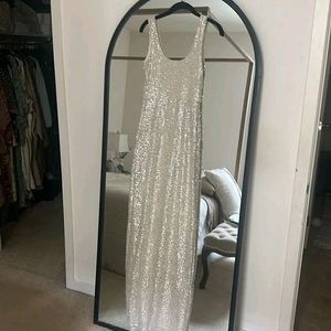 Fashion Nova Tall Family Affair Silver Sequin Gown