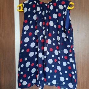 Polka Dot Turtle Neck Blue Top