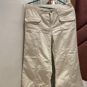 H&M Beige Flared Wide Bootcut Jeans