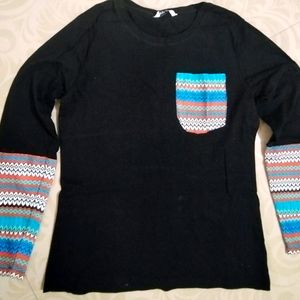 Black Top With Multicolor Sleeves