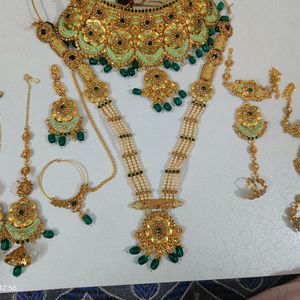 One Time Use Green And GoldenJewellery Set