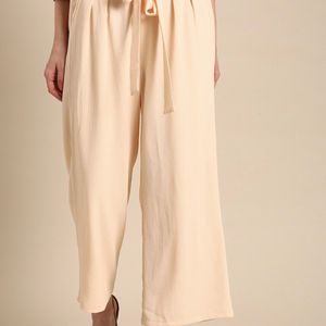 Women Peach Coloured Straight Trousers