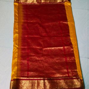 Yellow colour pure Gadwal saree