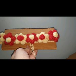 Crochet Puff Flowers Belt Hairband