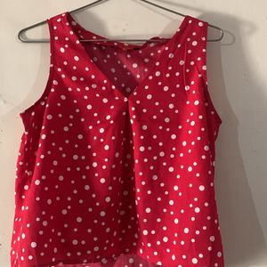 red sleeveless top