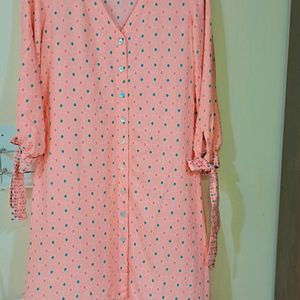 Global Desi Peach Pink Printed Tunic