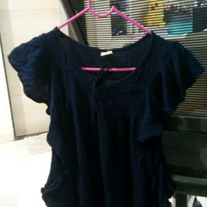 Navy Blue Flowy Top