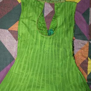 Mehandi Colour Party Wear Gown