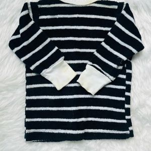 Navy Blue And White Lined Shirt For New Born