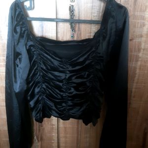 Imported Black Satin Top