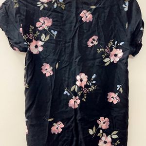 Black Floral Printed Top