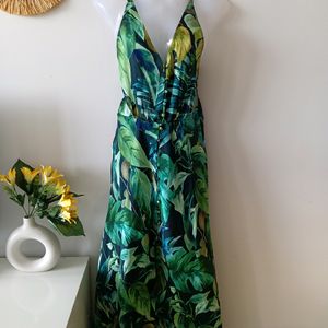 Zara Leaf Print Long Dress