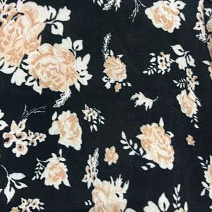 Flower Printed Black Crop Shirt