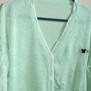 Women's Fashion Top Cardigan Green