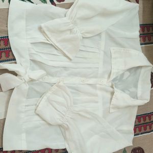 White Crop Top With Front Buttons