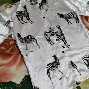 Zebra Print Satin Shirt