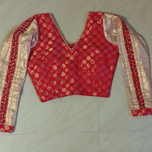 fancy red long sleeves blouse