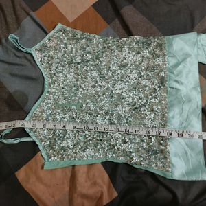 Cyan Sequin Top