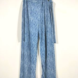 Blue Printed Casual Palazzo (Women's)