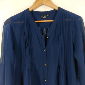 Stop Navy Blue Plain Casual Shirt (Women)