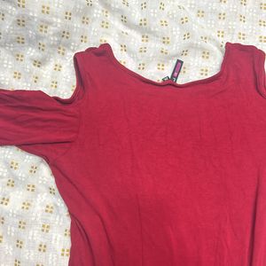 Jealous 21 Red Cold Shoulder Top