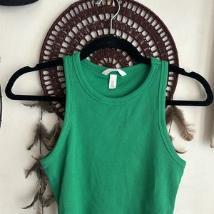 Green Tank Top And Purple Cut-out One