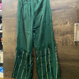 Embellish Green kurti With Plazzo Mirror Work