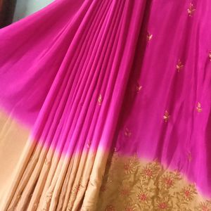 Crepe Double Colour New Saree